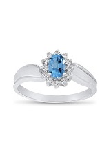 nice white gold oval blue topaz gemstone baby birthstone ring